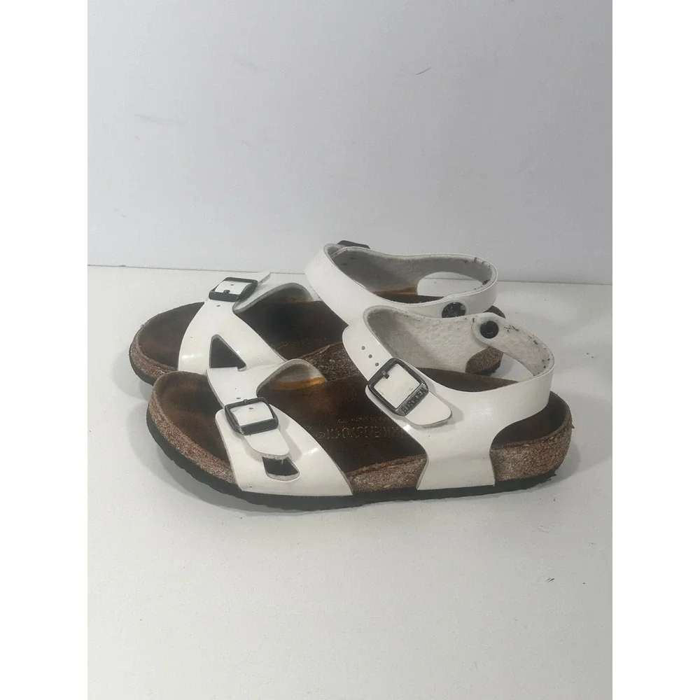 Birkenstock Rio Kids White Birko-Flor Sandals Size 31 EU 13-13.5 US Little Kid
